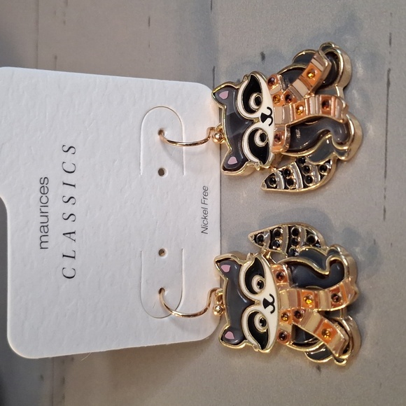 Maurices Playful Raccoon Earrings - Picture 1 of 3